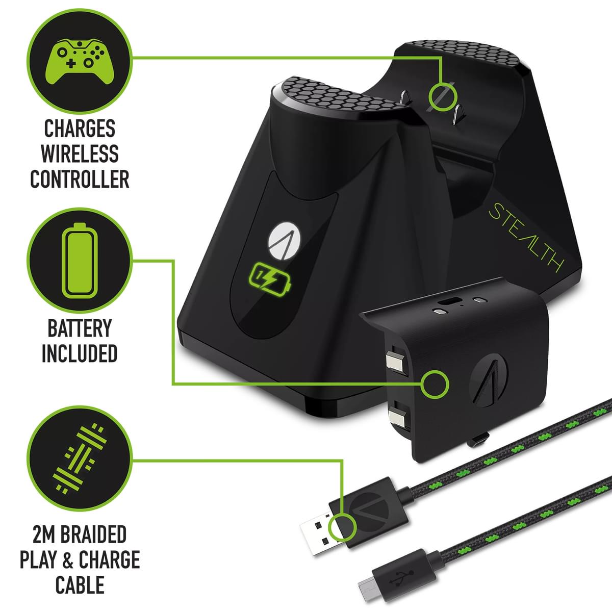 Stealth SX-C60 X Charging Station with Headset Stand for XBOX Series X/S - Black