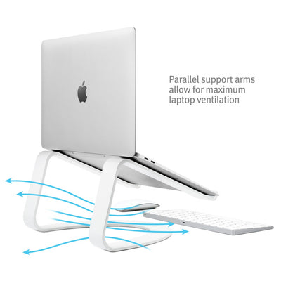 Rear view of the Twelve South Curve Stand for MacBook Holding a MacBook